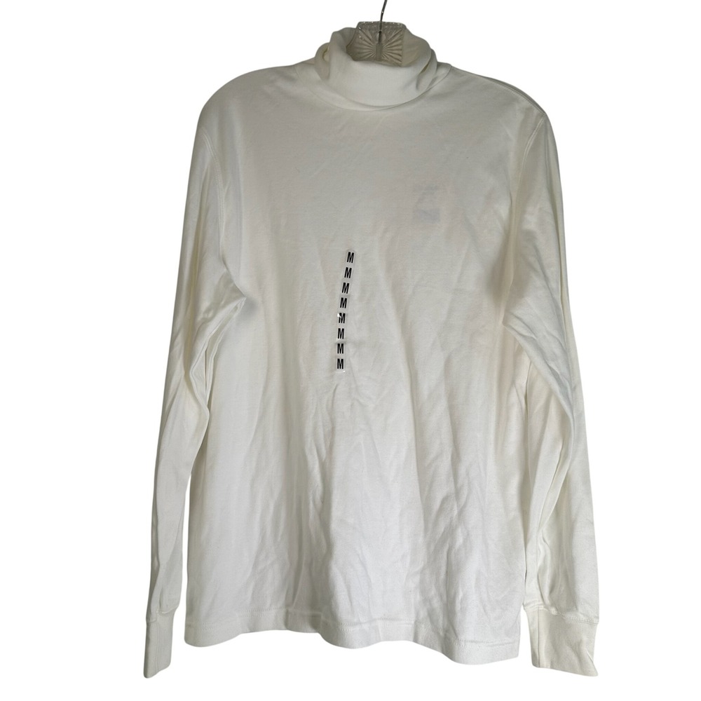Croft & Barrow Womens White 100% Cotton Long Sleeve Turtleneck Top Size Medium